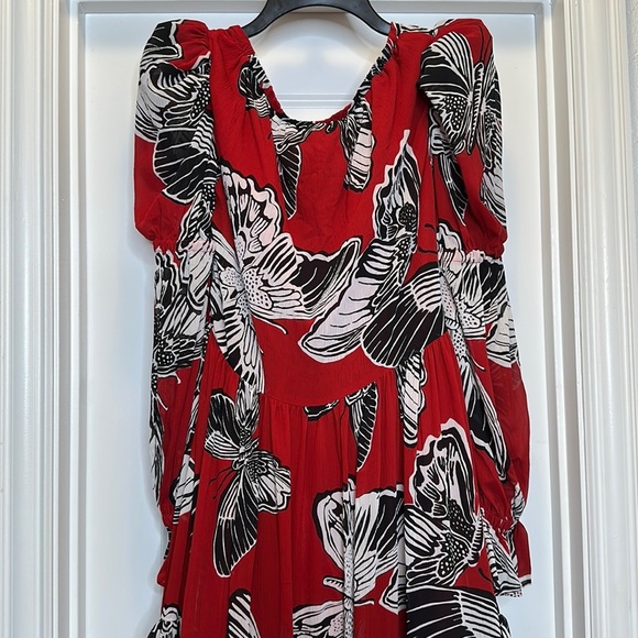Women’s Autumn Adeigbo Fleur Butterfly red Dress Sz 6 Free People look - Picture 11 of 16